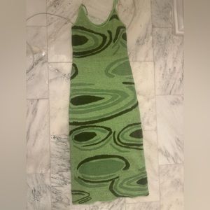 Green knit maxi dress